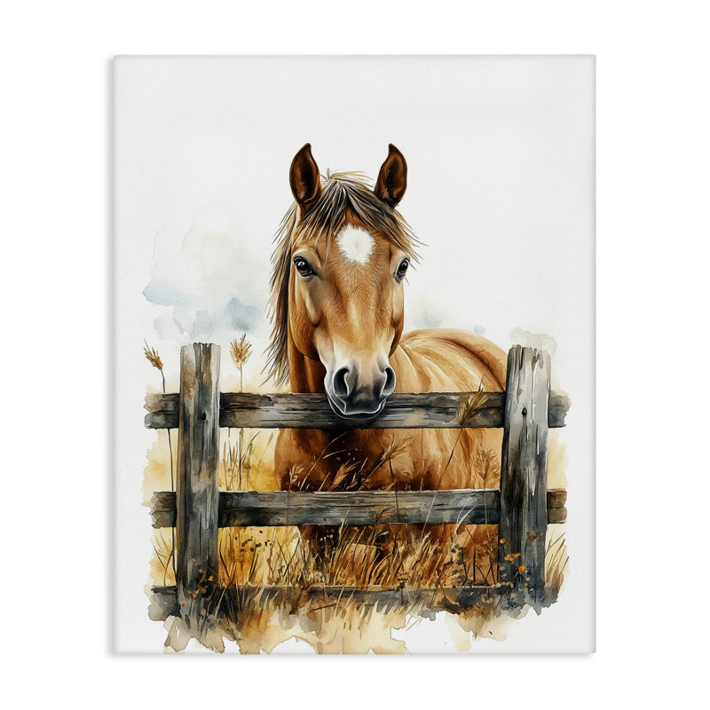 «Cowboy's Horse & Fence Canvas», conception par Christine Simpson Art, H 20 po x l 16 po