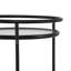 Chariot-bar rond moderne avec tablettes en verre trempé et accents dorés