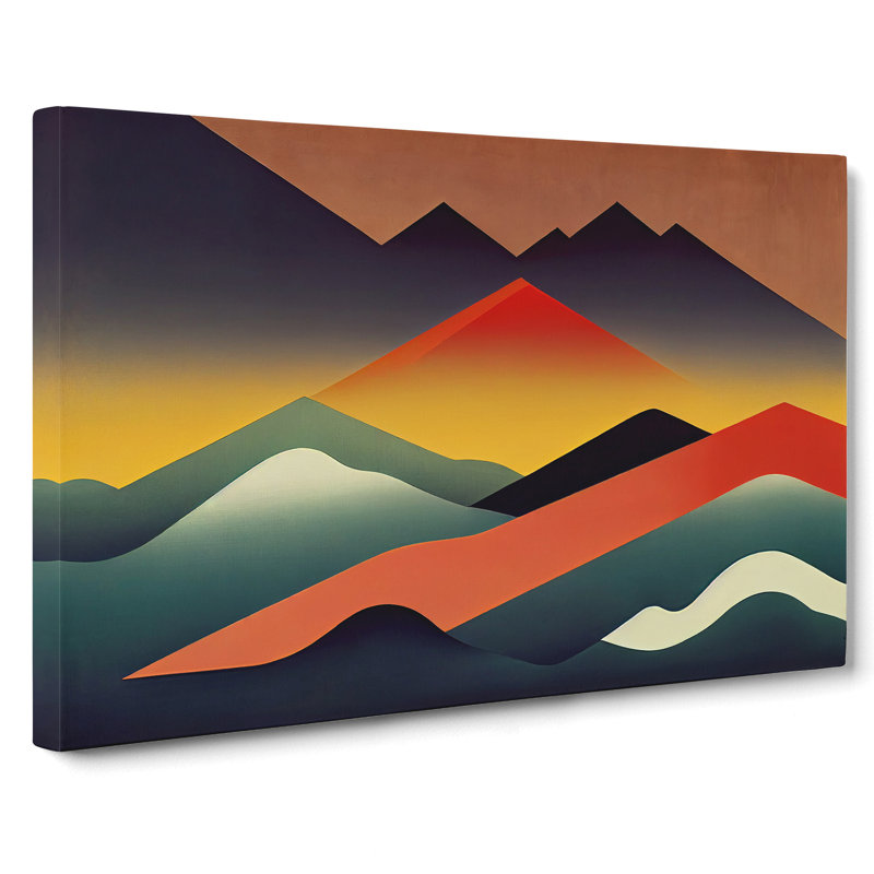 Modern Mountain View Abstract - Wrapped Canvas Painting, 35cm H x 50cm W x 3cm D