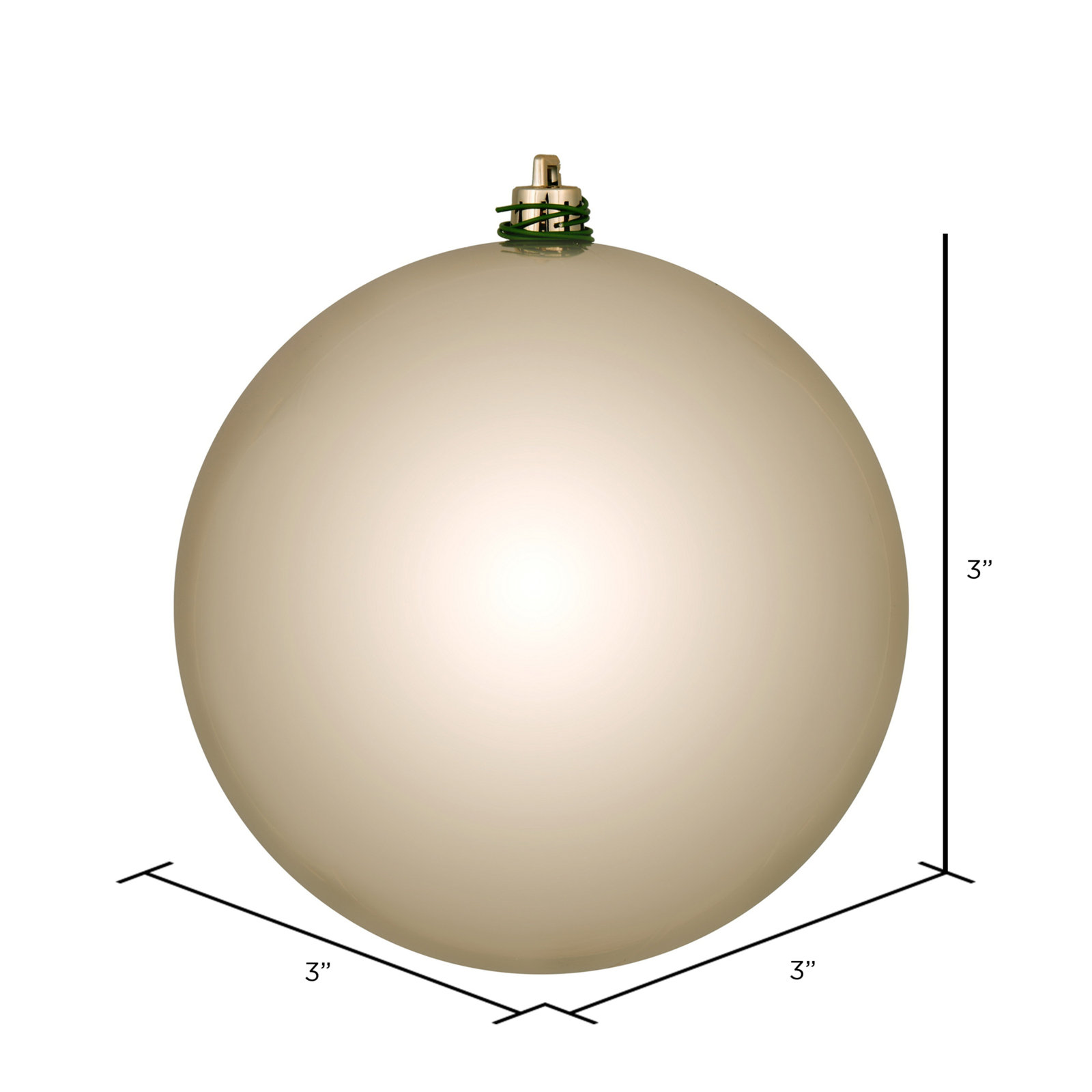 Holiday Décor Ball Ornament, 3" H x 3" W x 3" D, Oat Shiny