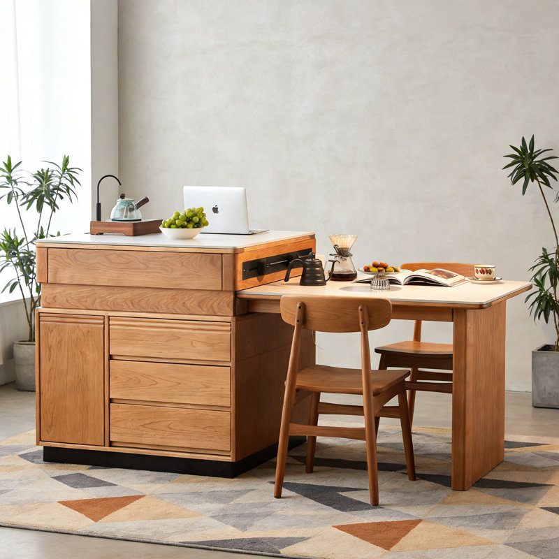 Simple and Retro Retractable Design Dining Table