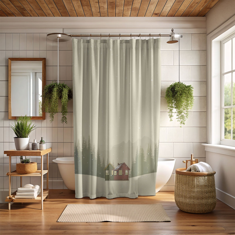 Cosy Fireside - Rideau de douche Premium, L 71 po x L 74 po