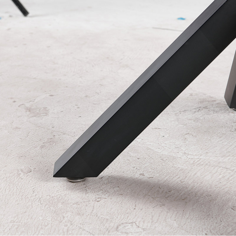 Table de salle à manger de 42,1 po de style Mid-Century noir pour 4 à 6 personnes avec plateau rond en bois aggloméré (table basse incluse, sans chaises)