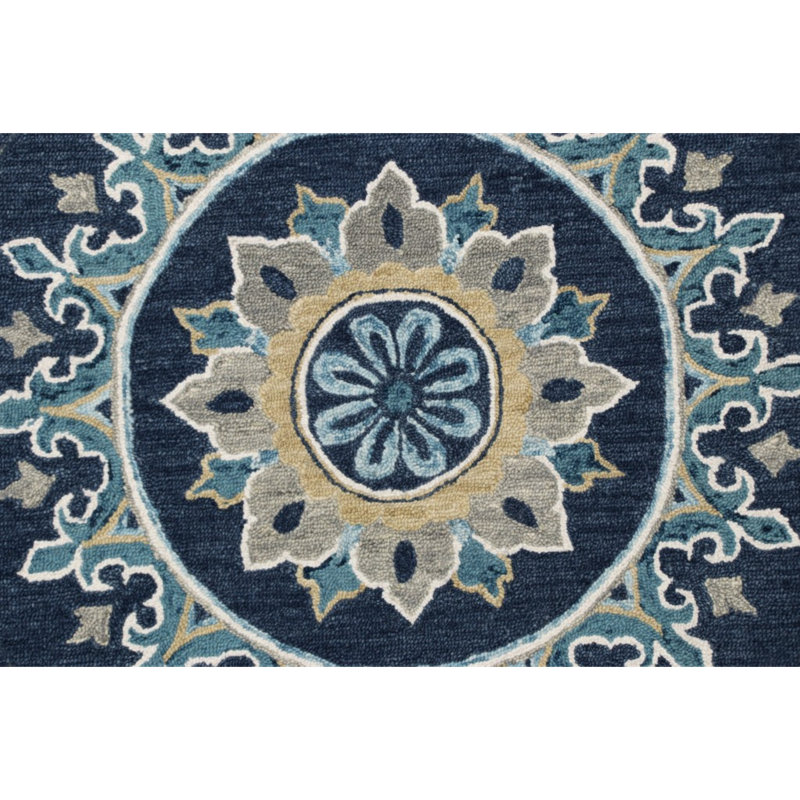 Deferiet Hand Tufted Floral Indoor Rug, Round 7'