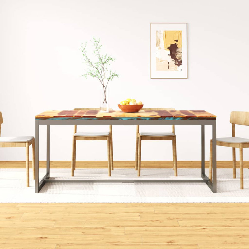 Table de salle à manger en bois de sheesham massif et acier 70,9 po