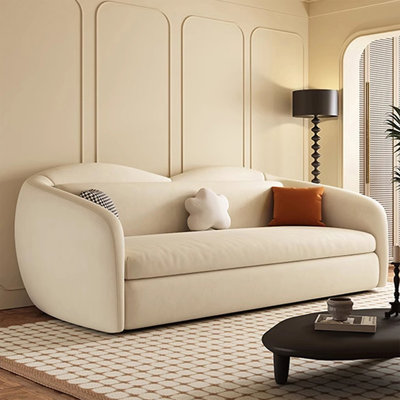 82.68" Off-White Polyester Convertible Sofa Bed cushion couch