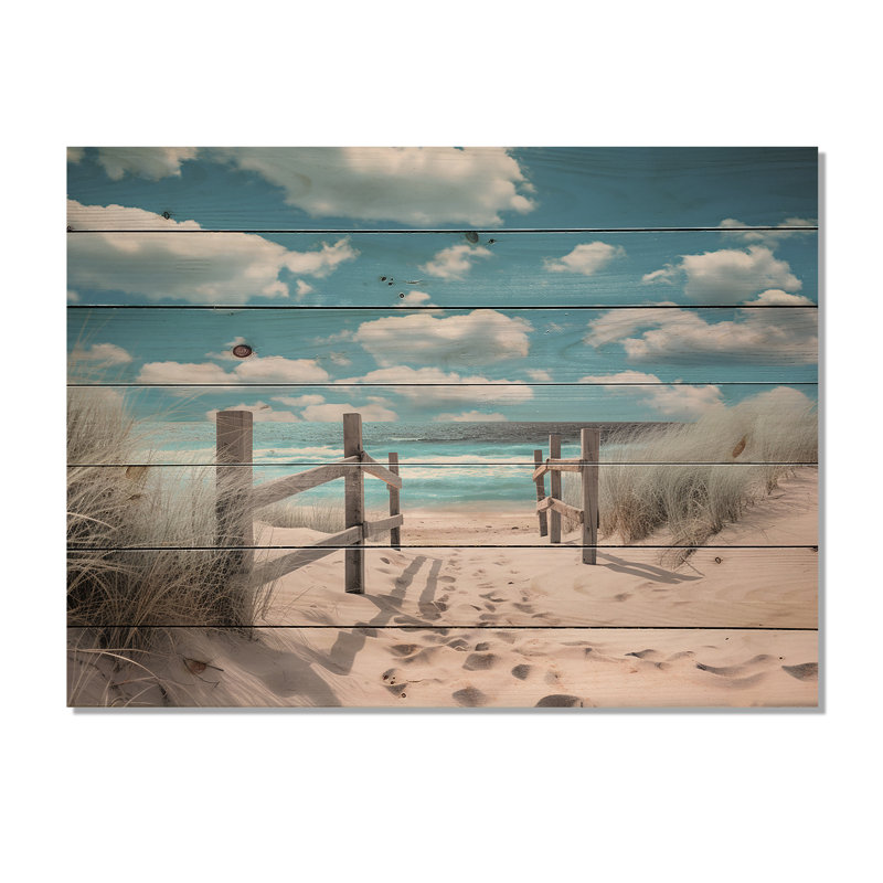 Plage, paysage marin, rêves, chemin I, impression sur bois, H 30 po x l 40 po x P 0,78 po