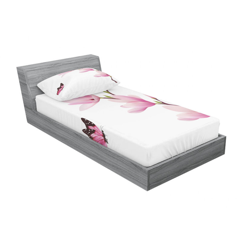 Microfiber Floral Sheet Set, Twin XL Sheet Set with Fitted Sheet