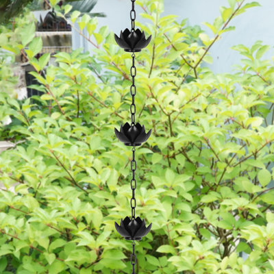 8.5 ft Outdoor Downspout Rain Chain, Lotus Rain Chain Cup, Practical and Beautiful Downspout Replacement
