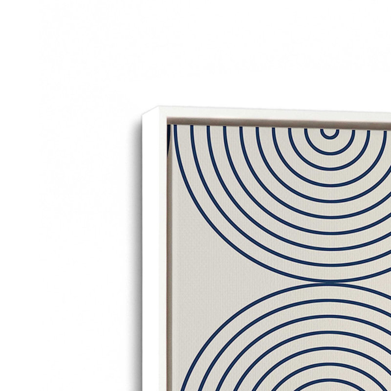 Bauhaus 1923, toile tendue bleu marine, H 18,75 po x l 12,75 po x P 1,75 po, Cadre flottant blanc opaque