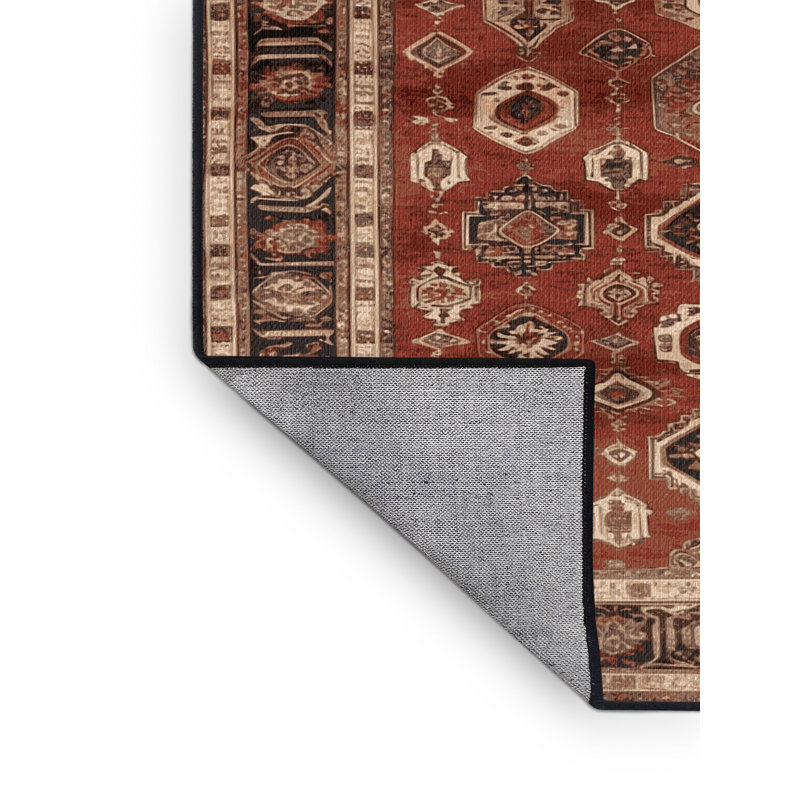 Machine Washable Persian Brown Area Rug, Square 7'