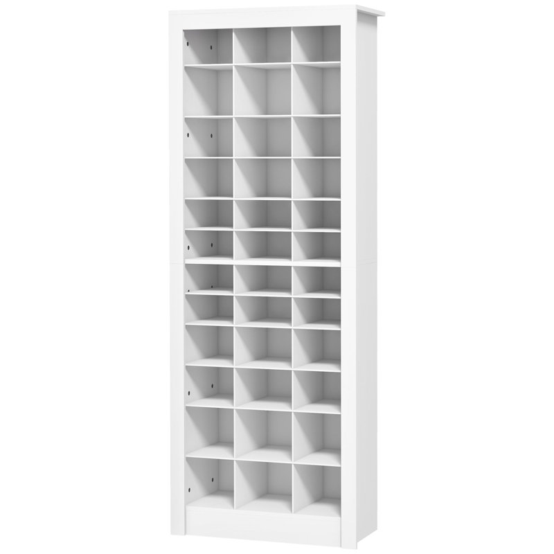 71 po, range-chaussures 71 po, armoire à chaussures étroite pour vestibule avec cubes ouverts pour 36 paires, blanc, buffet
