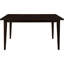 5 tables de salle à manger avec table en placage de 59 pouces et quatre chaises à pieds fuselés au fini cappuccino confortables pour un rassemblement décontracté