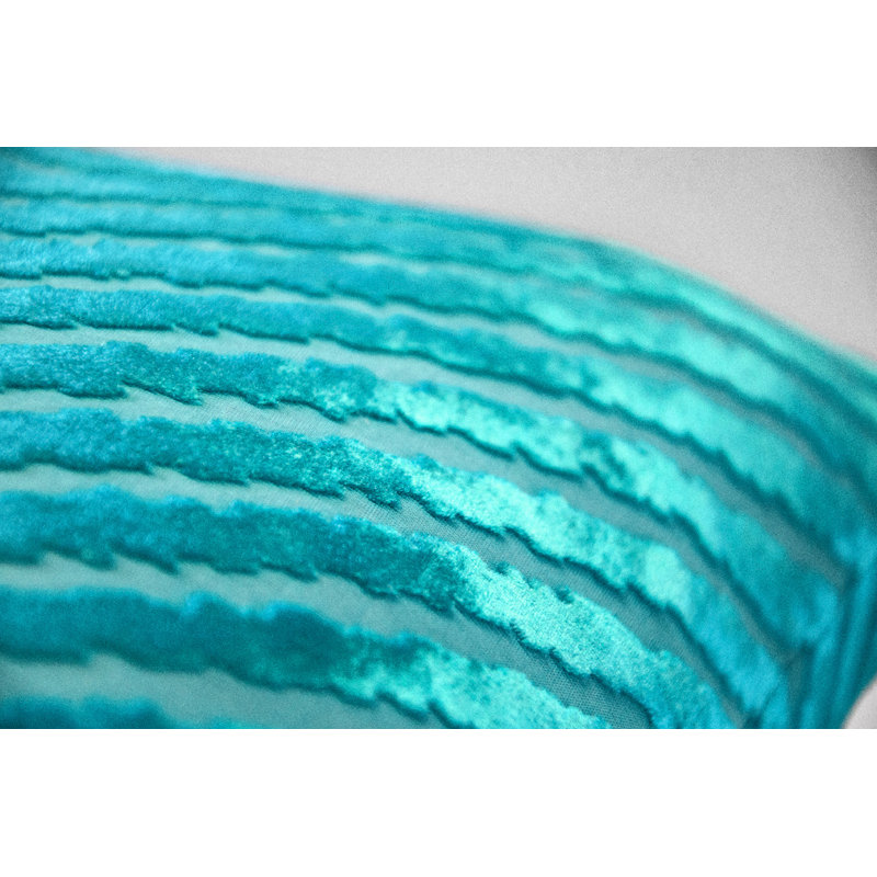 Chevron Velvet Pillow Cover & Insert, 22"H x 22"W, Aruba