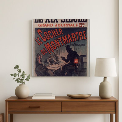 Le Cocher de Montmartre 1890s French Newspaper Vintage Poster Wall Art — Square Metal Wall Art