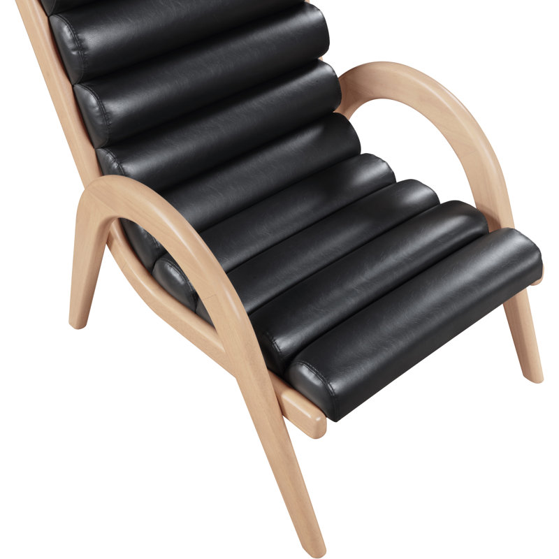 Fauteuil d'appoint en cuir Randal, Cuir végétalien noir, Naturel
