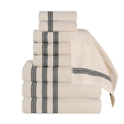 9-Piece Geometric Zero-Twist Cotton Towel Set