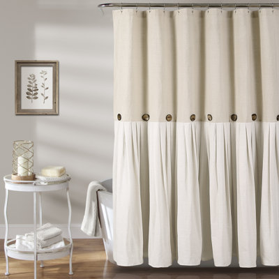 Lush Decor Linen Button Shower Curtain