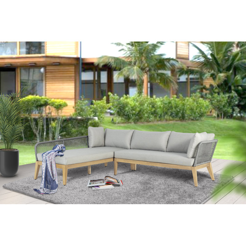 Lakischa 64.2'' Wide L-Shaped Chaise with Cushions, Gray