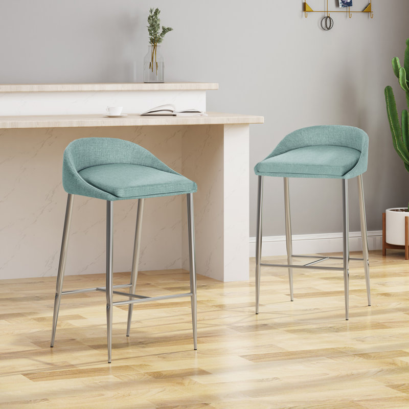 Tabouret de comptoir rembourré 26 po Shounda, Sarcelle