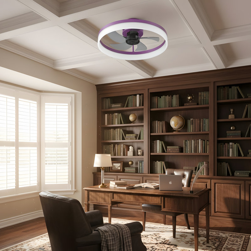 Ceiling Fans With Lights Dimmable LED Embedded Installation Of Thin Modern Ceiling Fans(Purple), Purple