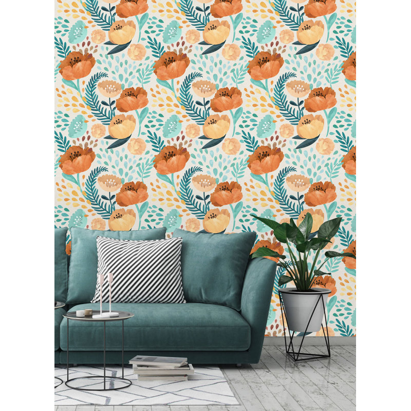 Rouleau de papier peint adhésif Avonlea Poppy, L 10,42 pi x l 25 po