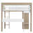 Full Size Solid Wood Loft Bed With Desk, Upper Shelves, Clothes Rail, White Oak Finish Kids Bed