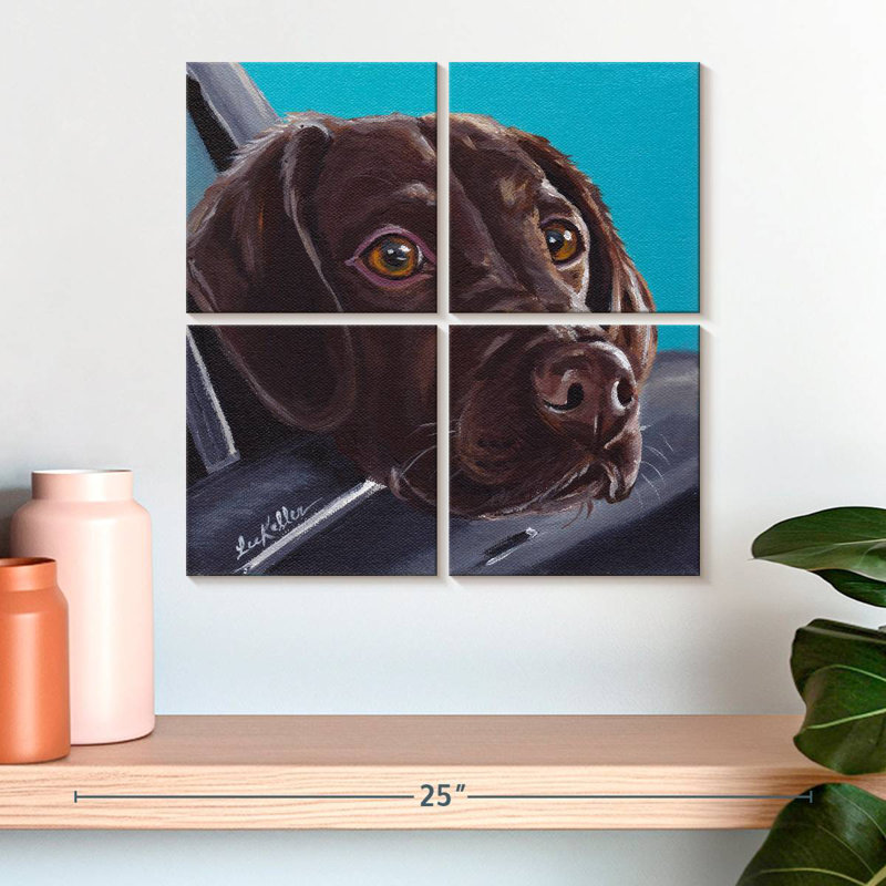 Brampt Chocolate Lab In Car, 38" H x 38" W