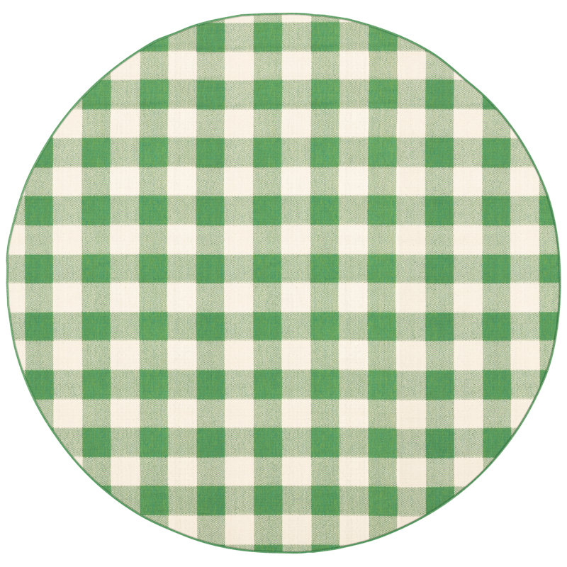 Tapis intérieur / extérieur Wright, Vert/Ivoire, Rond 7 pi 10 po