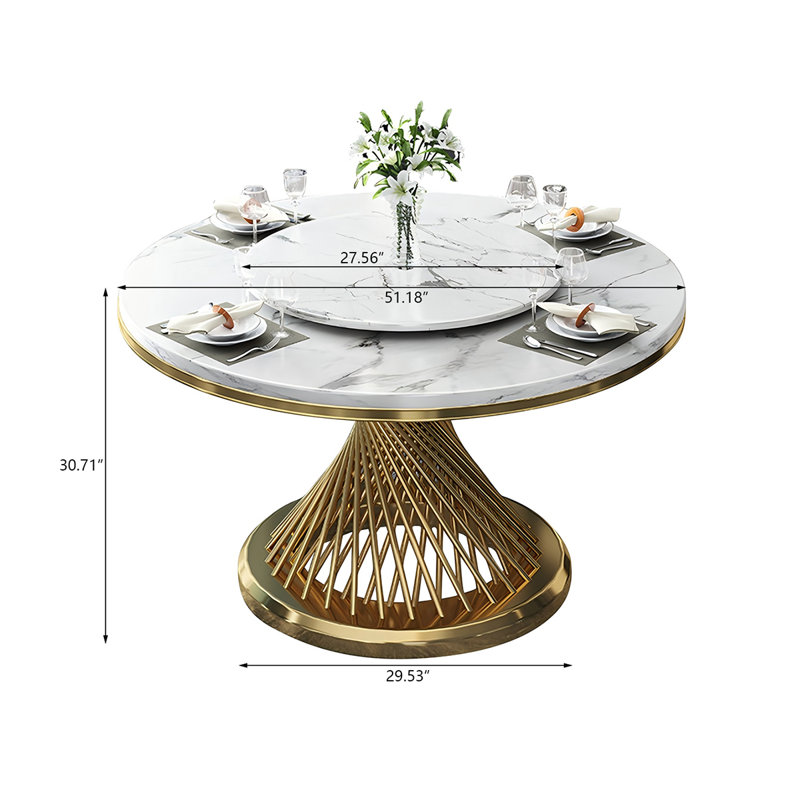 Table de salle à manger Marble, H 30,71 po x L 51,18 po x l 51,18 po