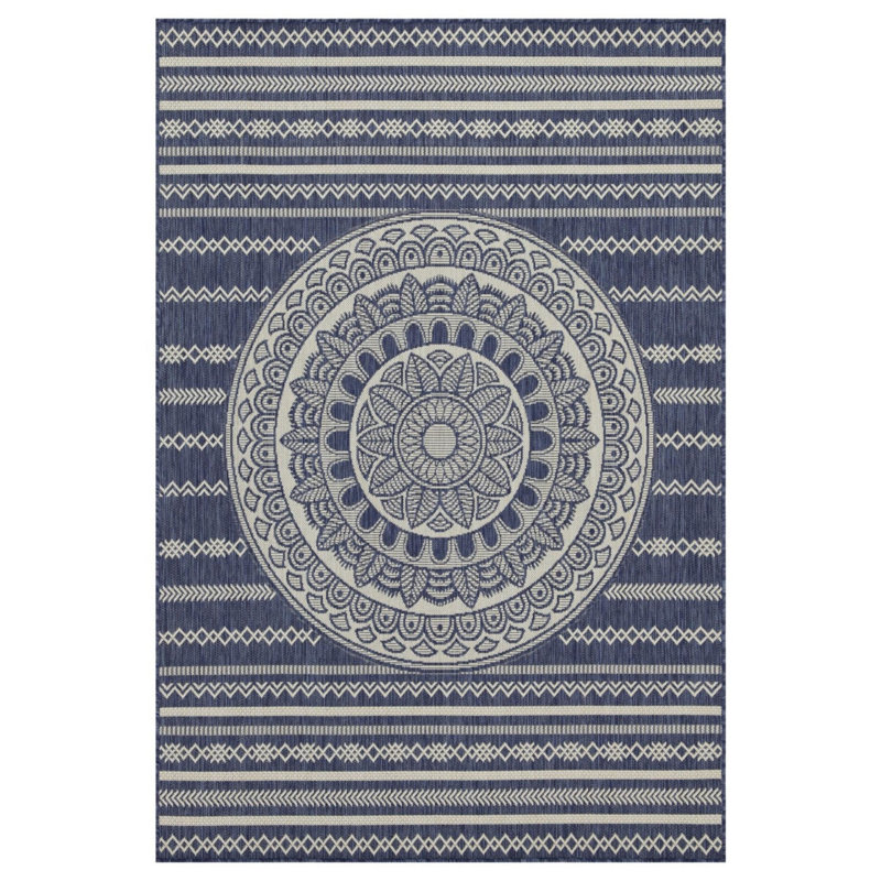 Tapis bleu intérieur / extérieur Sunshine, Rectangle 7 pi 10 po x 10 pi 3 po