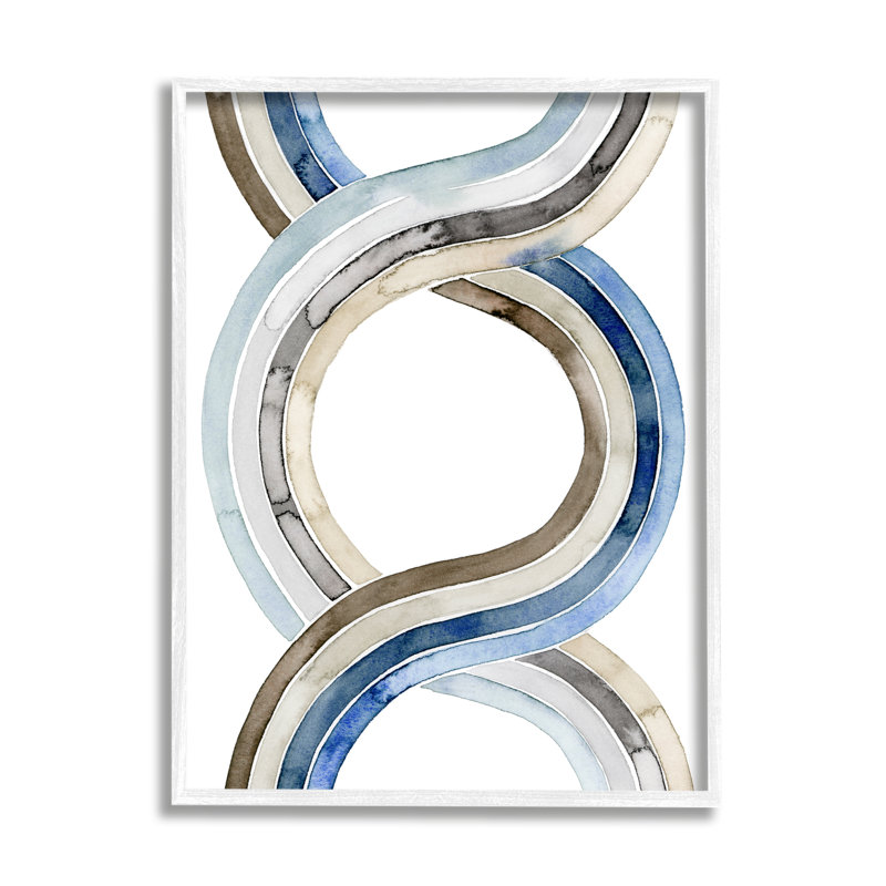 Peinture à l'aquarelle abstraite moderne en deux dimensions par hélice - impression, Cadre blanc