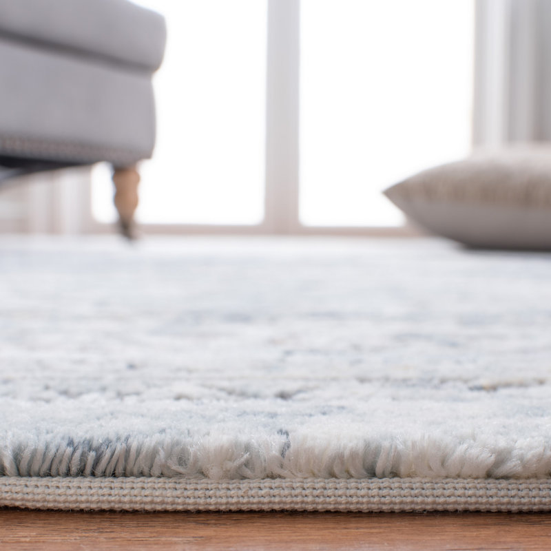 Martha Stewart Blue and Cream Hand-Knotted Wool Area Rug