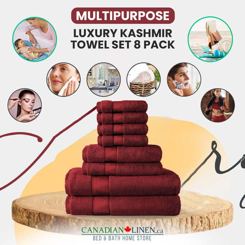 Ensemble de 8 serviettes de bain de luxe avec serviettes de bain et à main Krall, 4 serviettes de toilette turques égéennes Krall