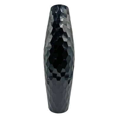 17" High Decorative Handmade Patterned Cylinder Glass Vase
