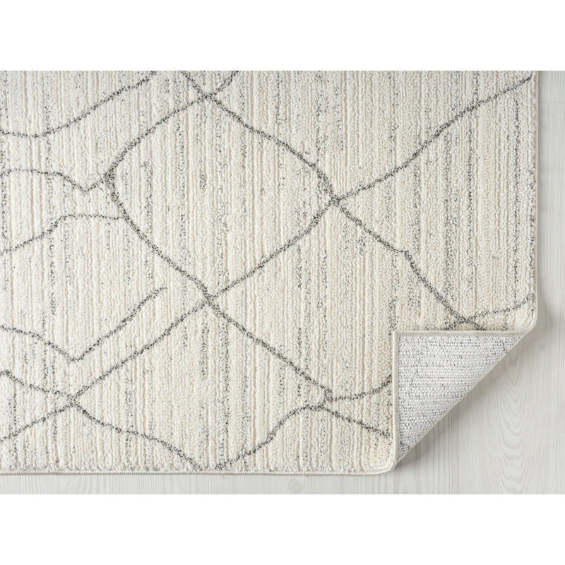Maresia Wavy Area Rug, Ivory, Rectangle 3'3" x 5'