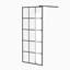Paroi de douche encadrée en verre de 34 po de largeur x 72 po de hauteur avec verre trempé à impression en soie de 1/4 po de 6 mm, aluminium noir mat et barre de support, porte de douche