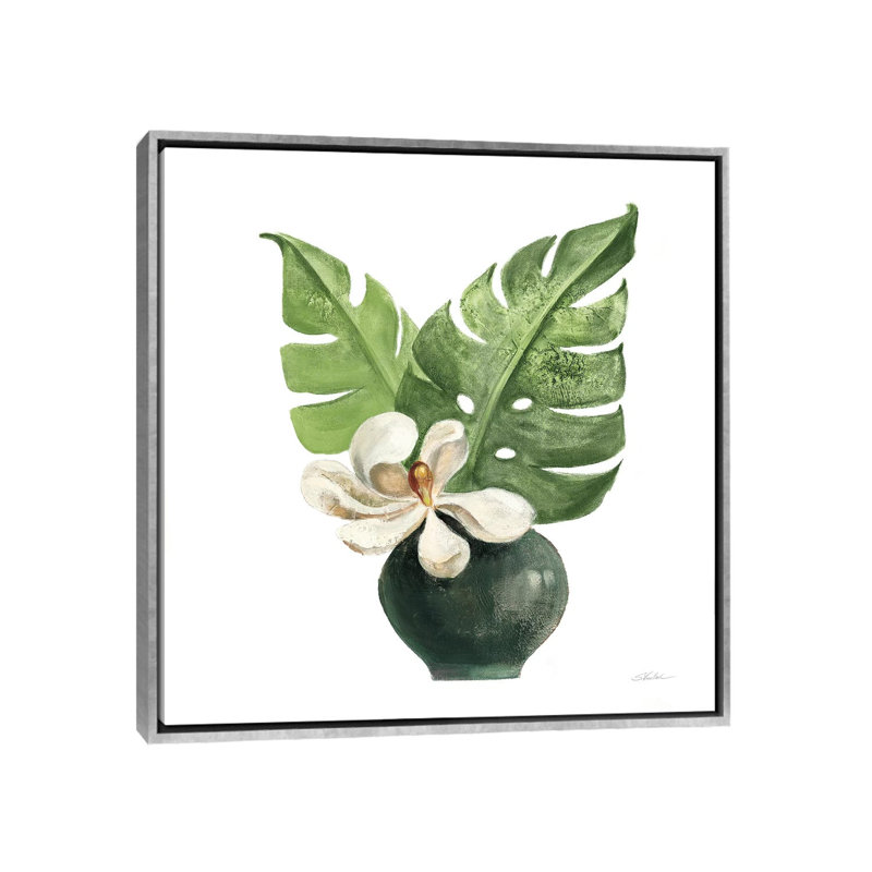 «Tropical Leaves II on White» par Silvia Vassileva - reproduction d'art, Pas de tapis, H 26 po x l 26 po x P 1,5 po