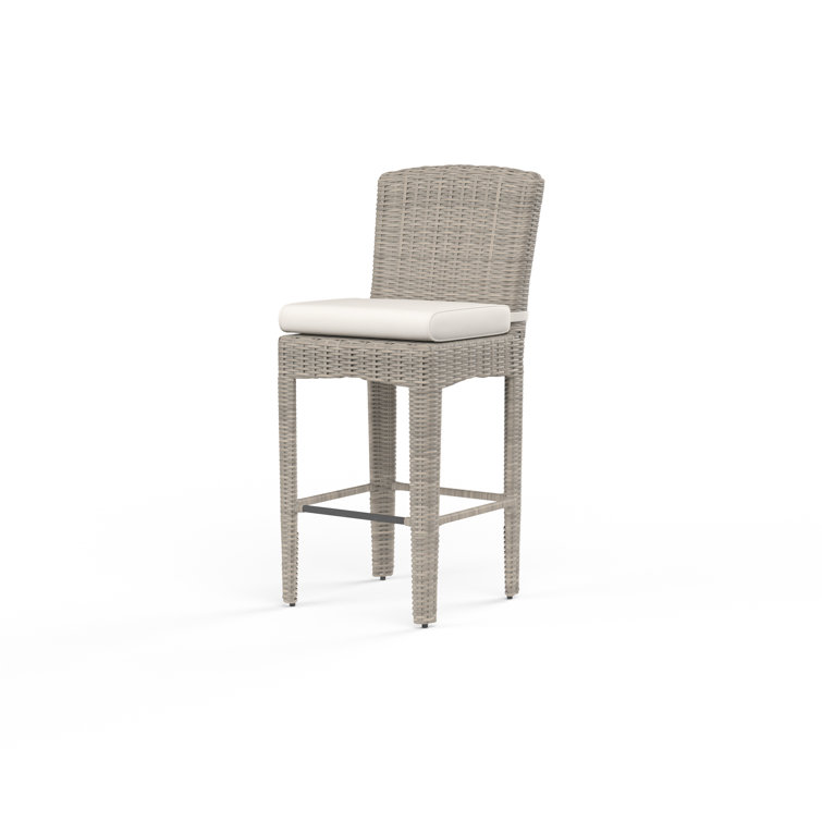 Manhattan High-Density Polyethylene (HDPE) Wicker Outdoor Bar Stool with Cushion