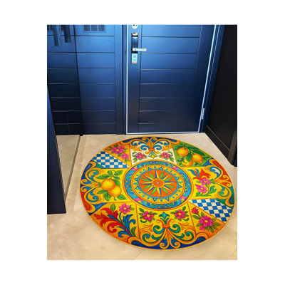 Tapis orange tissé lavable Mosso