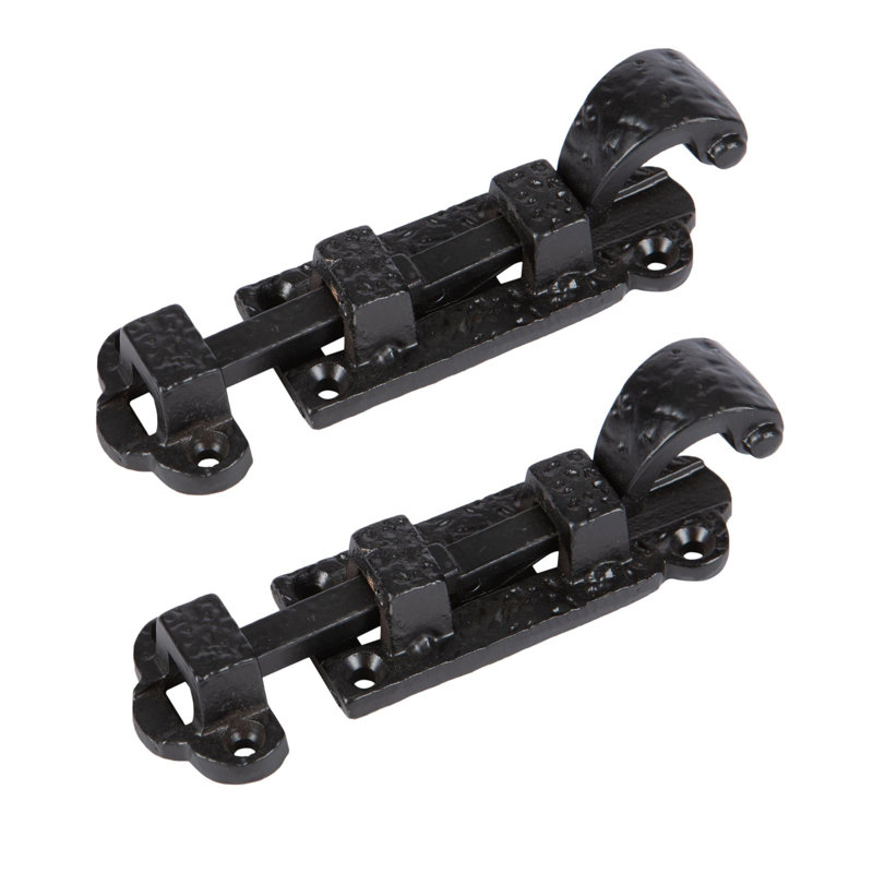 Hammer & Tongs - Straight Antique Fish Tail Surface Bolt - W90mm - Black