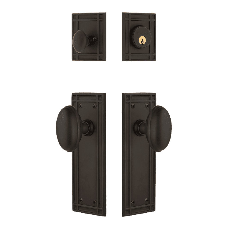 Nostalgic Warehouse Mission Entry Set with Homestead Knob, Oil-Rubbed Bronze, 2 3/8"