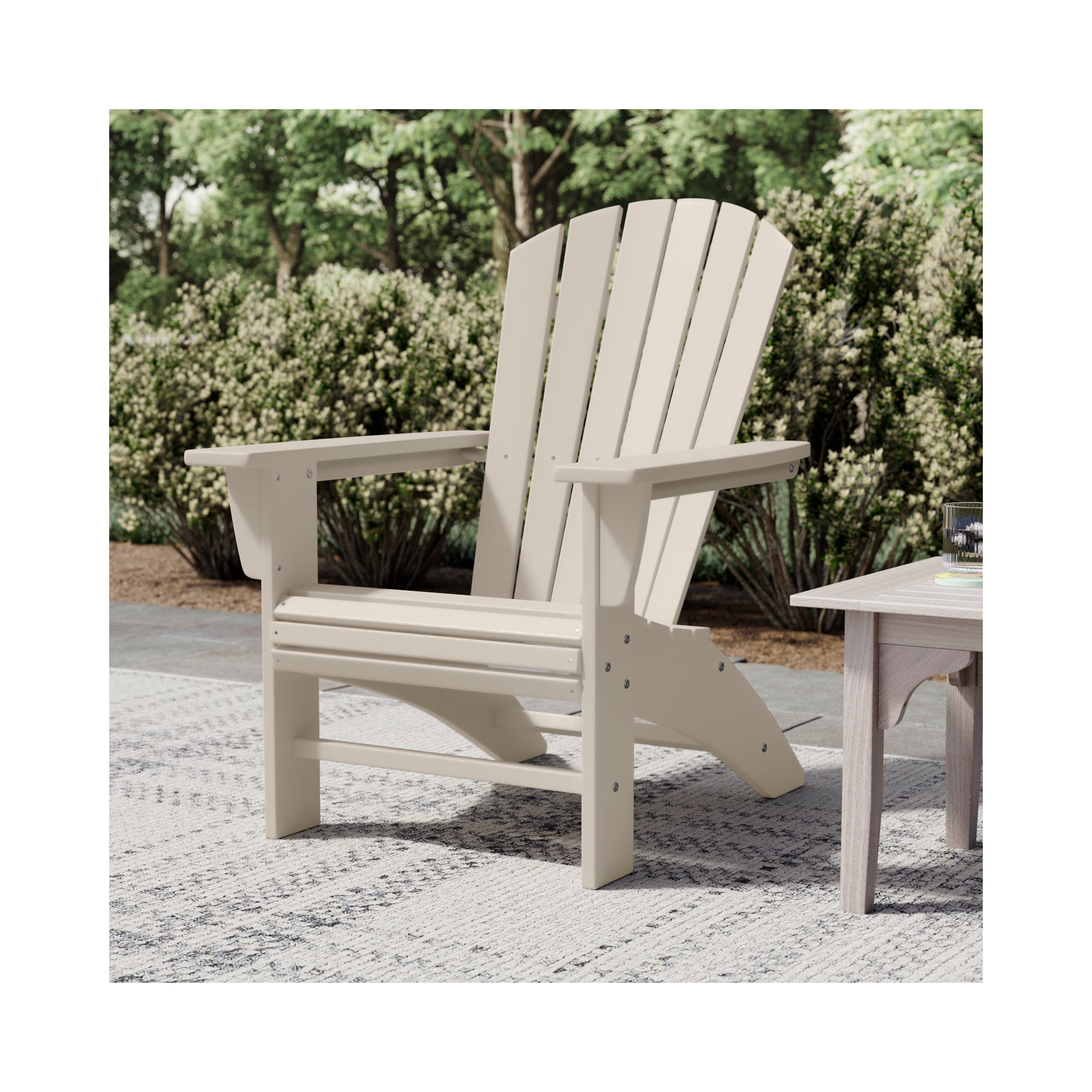 POLYWOOD Nautical Curveback Adirondack Chair, Sand