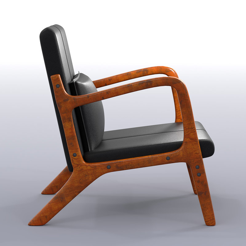 Mid Century black Accent Armchair PU Leather Lounge Chair