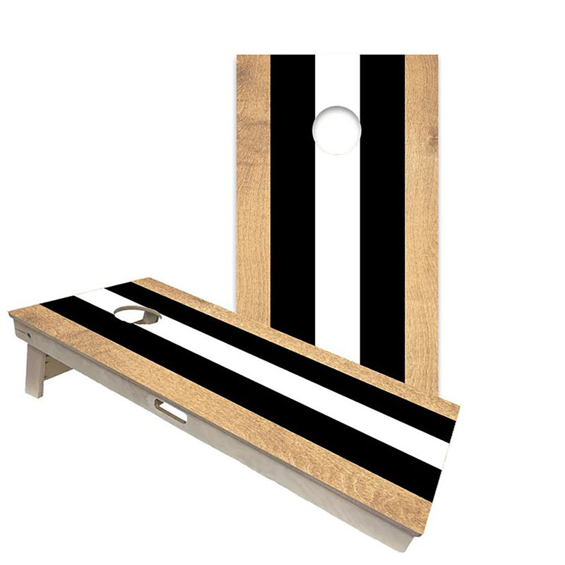 Classic Stripes Black and White 2x4 Cornhole Board Set | Includes (2) Boards (8) Bags & Optional Accessories, NO Accessories