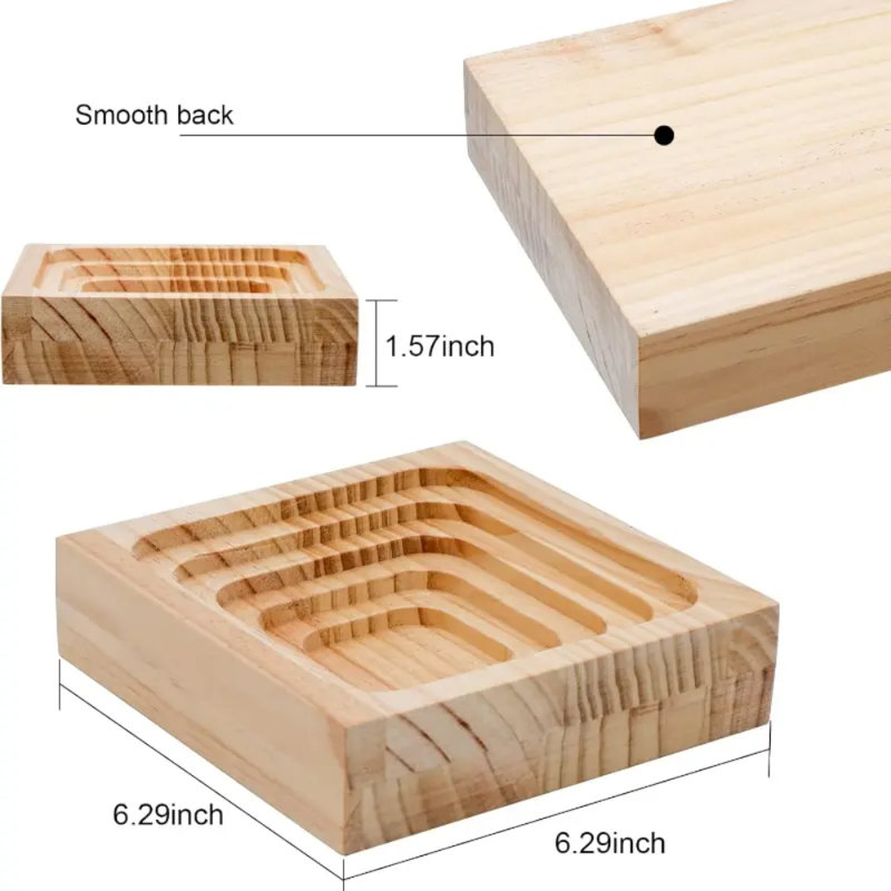 3 Pcs Natural Pine Wood Decorative Trays, Multifunctional Serving & Charcuterie Boards For Coffee Table, Kitchen Shelf & Home Decor(1 round + 1 square + 1 rectangle)
