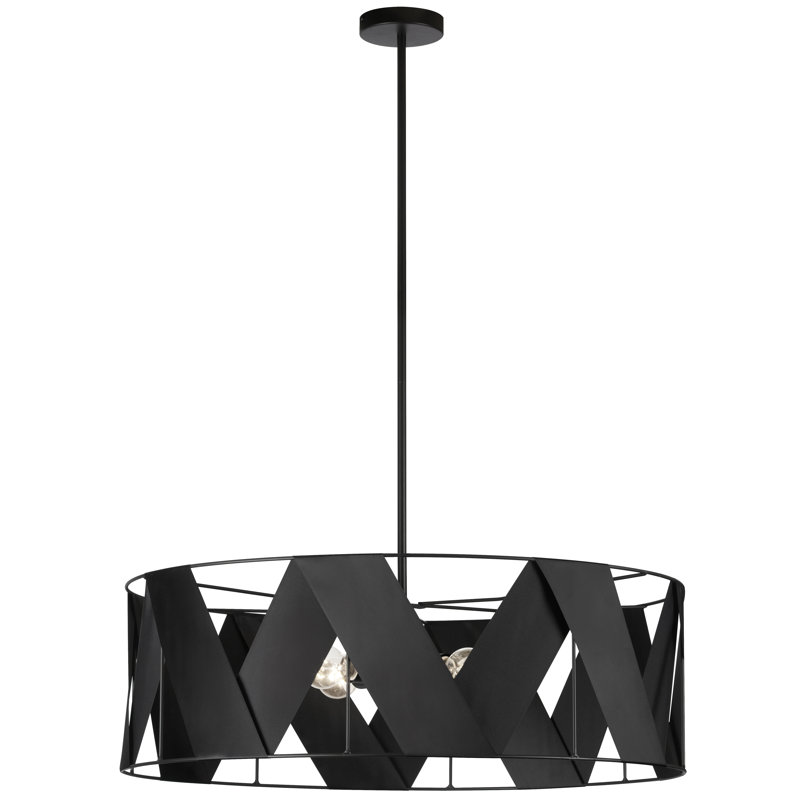 Aodhi 4 - Light Dimmable Drum Chandelier, Black, Black