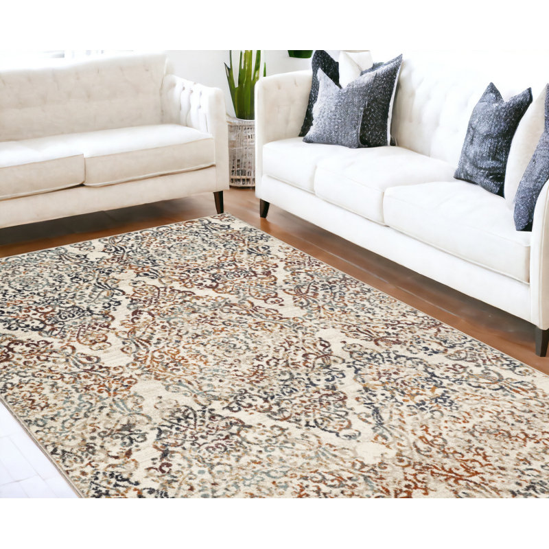 8' Runner Ivory Oriental Runner Rug, Rectangle 8' x 11'