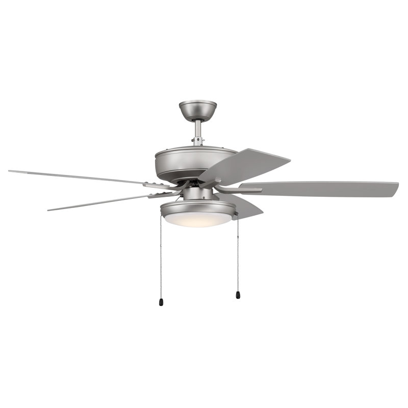 52'' Ceiling Fan with LED Lights, Brushed Satin Nickel/Black, 52" Wide, 170 RPM