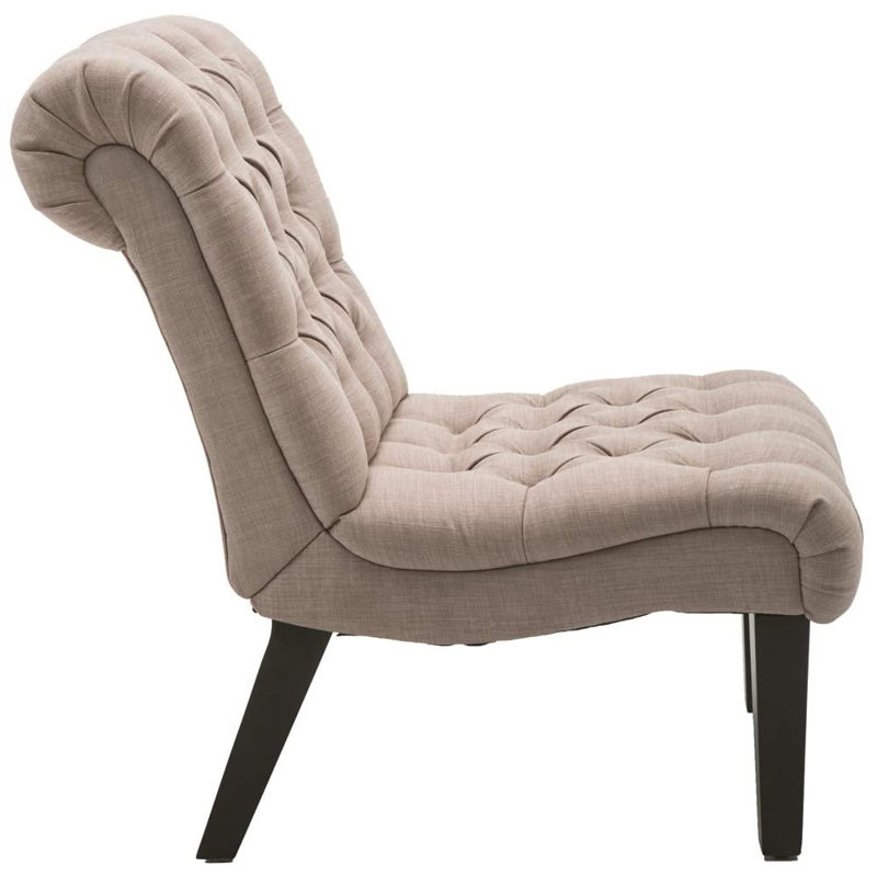 Ensemble de 2 chaises d'appoint sans accoudoirs avec boutons capitonnés, Kaki